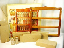 Vtg New R Kamenstein Spice Rack Set 29 Full Jars NOS 3 Tier Wooden USA Wood FrSh picture