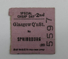 Railway Ticket Glasgow Queen St to Springburn 2nd special cheap BRB (H) #5597 picture