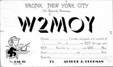 1941 W2MOY Bronx New York City Ham Radio Amateur QSL Card Postcard picture
