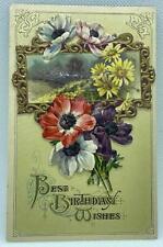 1910's BEST BIRTHDAY WISHES*DIE CUT*3D POP UP*WINSCH BACK*EMBOSSED*GERMANY picture