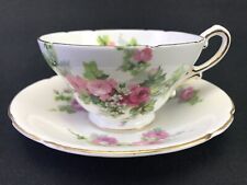 Stanley Fine Bone China Tea Cup & Saucer Pink Roses Scalloped Gold Trim England picture