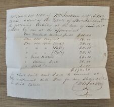 1855 Estate Sale Receipt Wagon Old Horse Gold Watch Sled Surname: Jackson  picture