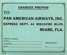 Charges Prepaid ~PAN AMERICAN AIRWAYS - MIAMI~ Old Airline Luggage Label picture