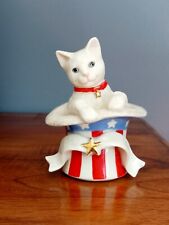 Lenox 4th of July Surprise Holiday Cats Patriotic Top Hat Porcelain Figurine picture