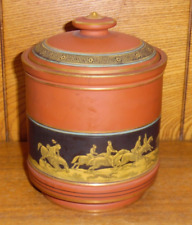 Antique Redware Tobacco Jar w/ Fox Hunting Scene - J.S. Mitchell & Co Sherbrooke picture