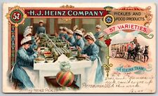 Heinz Women Sit At Table Bottling Pickles Advertising Postcard PM 1907 VGC picture