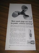 1962 Print Ad Champion Spark Plugs Outboard Motor Boat Propellor picture