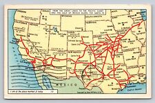 Rand McNally Map PC Santa Fe Hi-Level El Capitan 1956 Railway Issue Chicago - LA picture