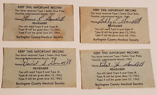 VINTAGE 1963 ORAL POLIO VACCINE RECORD OF VACCINATION CARD LOT/4 BURLINGTON NJ picture