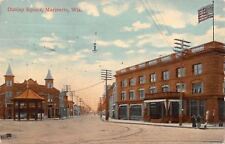 Marinette Wisconsin~Dunlap Square~Hotel~Barber Shop Pole~Gazebo~1912 Postcard picture