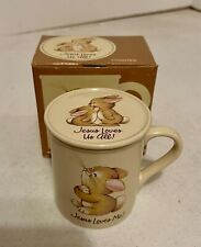 Hallmark Mug Mates Jesus Loves You Me Coffee Mug set with Coaster Lid Near Mint picture