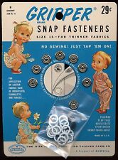 8 GRIPPER SNAP FASTENERS W/ RADIAL RIB SOCKET SIZE 15 ON CARD NEW NEVER USED picture