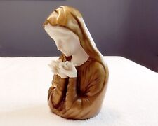 Madonna Statue Mary with Roses Ceramic 70s Religious Figurine picture