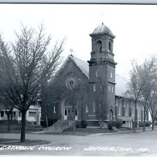 c1950s Jefferson, IA RPPC Catholic Church Photo House Residence Postcard A103  picture