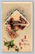 A Happy New Year Embossed Postcard picture