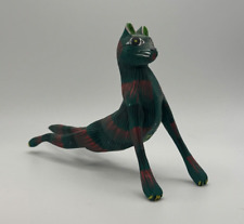 Vintage Mexican Alebrije Wood Carving Fernando Espinal Stretching Cat picture