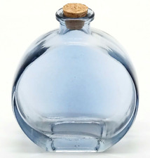 Mini Light Blue Colored Glass Round Canteen Style Medicine Apothecary Jar H =4in picture