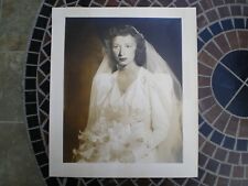 VINTAGE 1940's WEDDING PHOTO 11.5'' X 10''~BEAUTIFUL BRIDE~NICE DRESS~FLOWERS picture