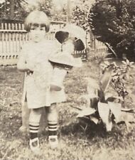 Doll Lamp & Cute Little Girl Original Snapshot Vintage Photo picture