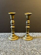 Set of 2 Vintage Brass Mini Candle Stick Holders Classic Design 3.5” picture