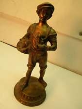 Bronze 12.5 in. Figurine; Italian Boy taking figurines to market in a  Basket picture