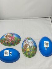 Vintage Lot Of 2 Easter Egg Candy Containers Rabbit Chicks Ullman Co USA 5 1/2” picture