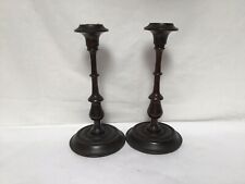 EE89 A Pair Vintage Antique Circa 19th Century Wooden Candlestick For Gift picture