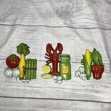 Vintage 1975 Homco Lobster Lemon and vegtable Wall Hanger Kitchen Decor Plastic  picture