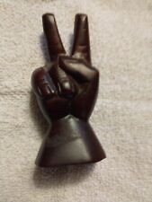 Vintage Carved Wood Hand Peace Sign 2 Fingers Hippy Groovy Wooden  4