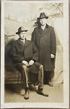 RPPC Men in Overcoats Antique Real Photo Postcard c1920 picture