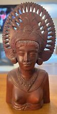 Vintage Balinese Wooden Goddess Sculpture 6”X10” picture