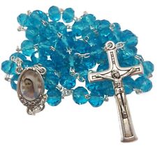 Rosary Religion Gift Sky Blue Crystal Glass Rosary From Medjugorje 19.8