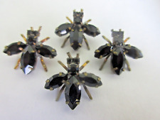 Outstanding Czech Vintage Glass Rhinestone Buttons  Black   FLIES picture