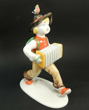 Antique Metzler & Ortloff Germany Porcelain Figurine Boy w/Accordion And Bird picture