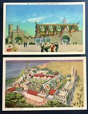 Postcards x2  Chicago World's Fair 1934 Irish Village Illinois Aerial View picture