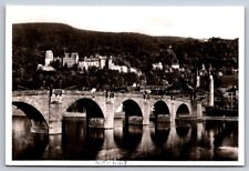 Real Photo Postcard RPPC Heidelberg Germany Old Bridge With View of Castle picture
