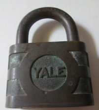 BIG OLD VINTAGE YALE ORNATE BRASS PADLOCK WITH NO KEY  SUPER PIN TUMBLER USA picture