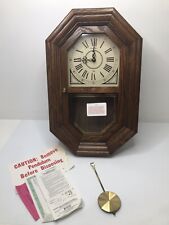 Vintage Howard Miller Chime Wall Clock 612-475 Oak with Pendulum ~ NOS picture