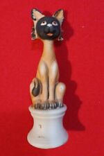 Vintage Brinn Ceramic Cat Figurine On Base Retro Atomic Kitty Tawain MCM picture