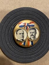 1900 WILLIAM MCKINLEY TEDDY THEODORE ROOSEVELT Jugate Pinback button pin 7/8