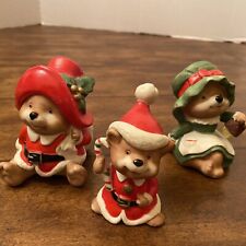 Vintage Homco Christmas Porcelain Teddy Bear Family 5600 Set of 3 Home Interior  picture