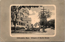 Vtg 1910s Glimpse of Myrtle Street Cliftondale Saugus Massachusetts MA Postcard picture