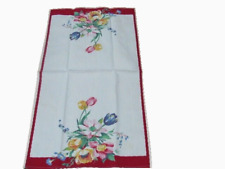 Vintage Wilendur Cotton Multi Color Tulips Daisies Pattern Tea Dish Towel 27x14 picture