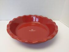 Emile Henry Red Pie Plate Burgundy 9 in Scalloped Edge France 61.31 picture