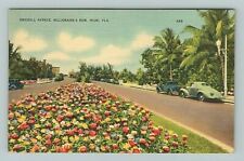 c.1940s Brickell Avenue Millionaire's Row Miami Florida FL Postcard  picture