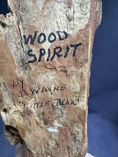 Vintage Driftwood Hand Carved Wood Spirit Head Signed D Wayne Little Bear picture
