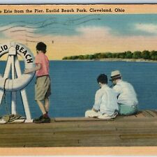c1910s Cleveland Ohio Lake Erie Euclid Beach Park Linen Life Preserver Card A216 picture