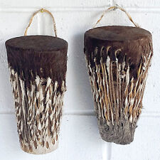 African Tribal Drums Zulu Nguni Brindle Animal Hide and Hair Hand Crafted SetAfr picture