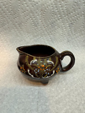 Vintage 1950’s Brown Glazed Medium Redware Hand Decorated Creamer From Japan picture