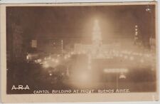 Buenos Aires, Argentina. Capitol Bldg at Night Vintage Real Photo Postcard. picture